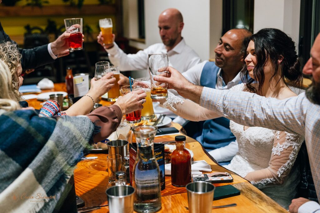 elopement reception with family at an airbnb
