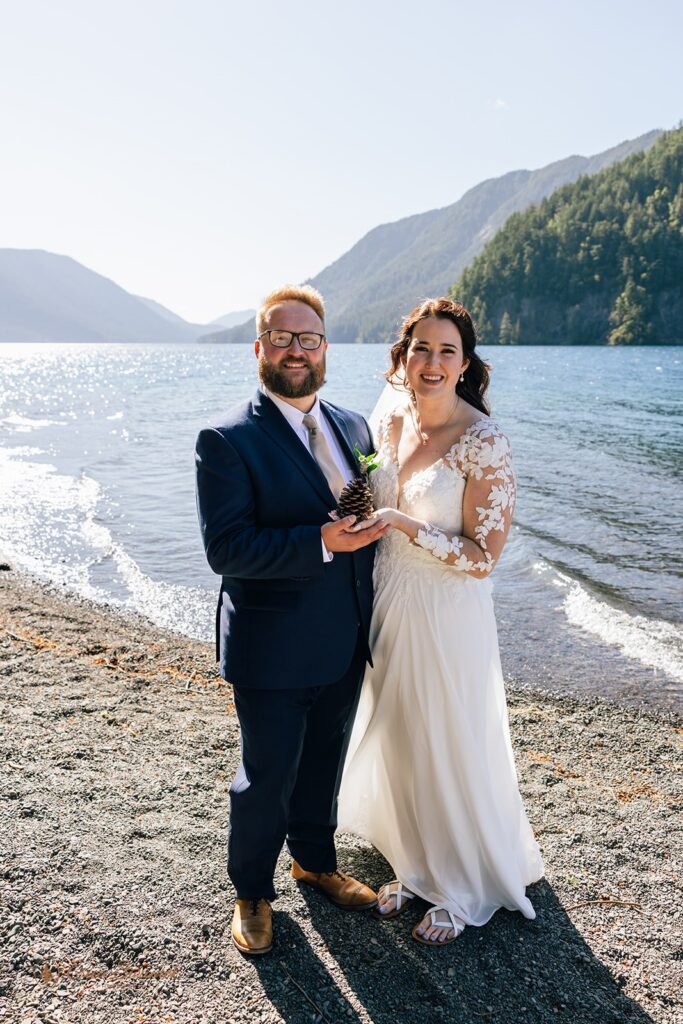 elopement couple at the olympic national park during their nature wedding day