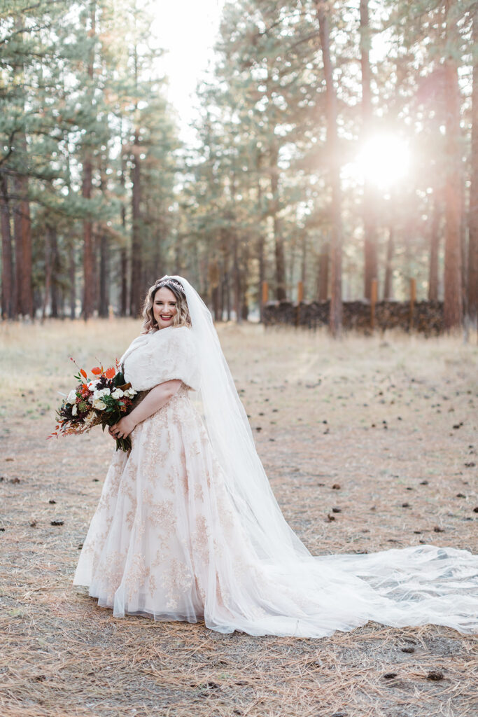 winter bride in the forest