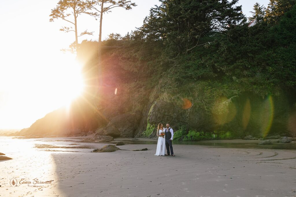 sweet elopement couple during their pnw coastal elopement