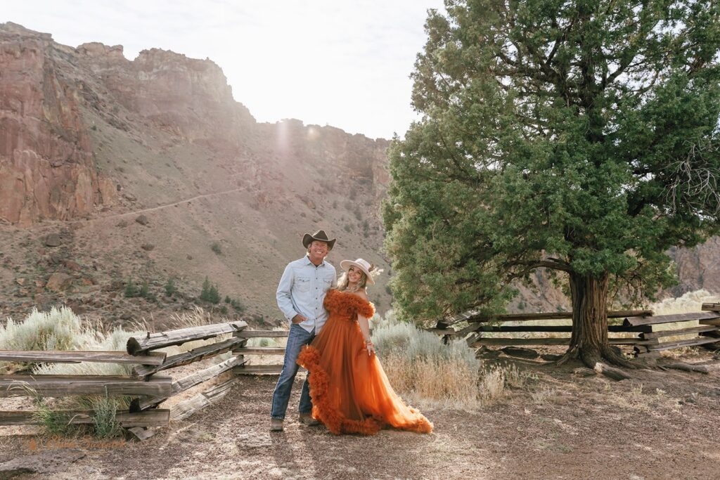 playful couple at smith rock state park