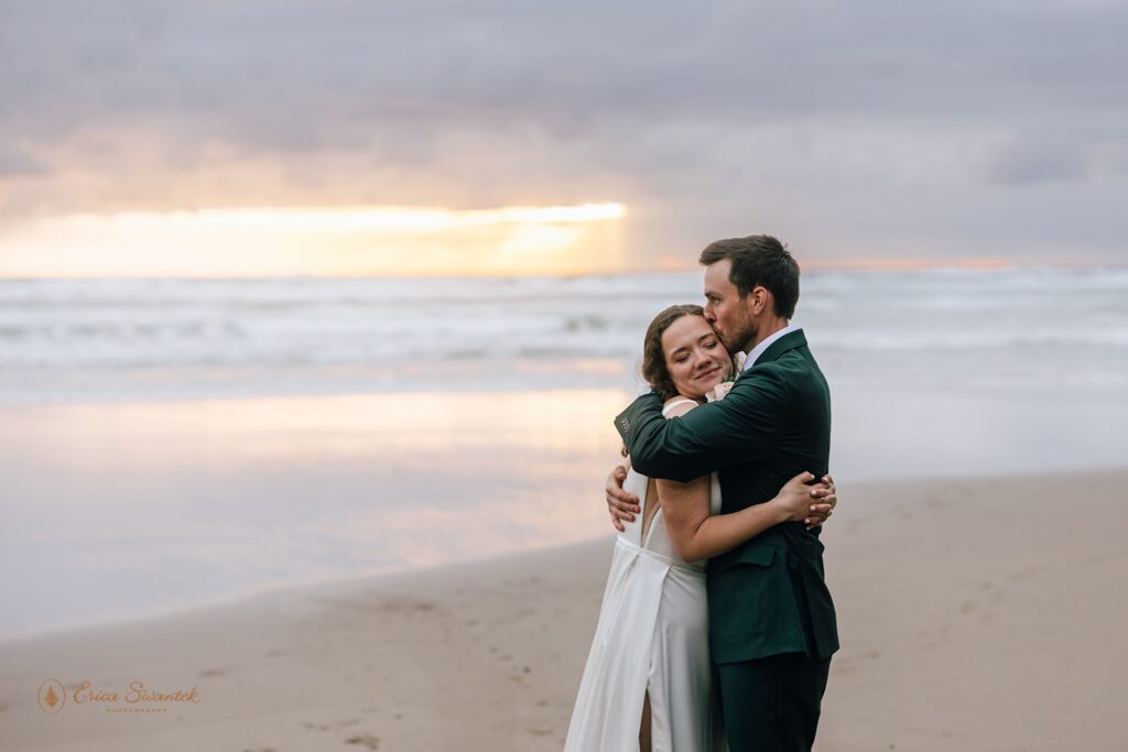 sweet elopement couple during their pnw coastal elopement