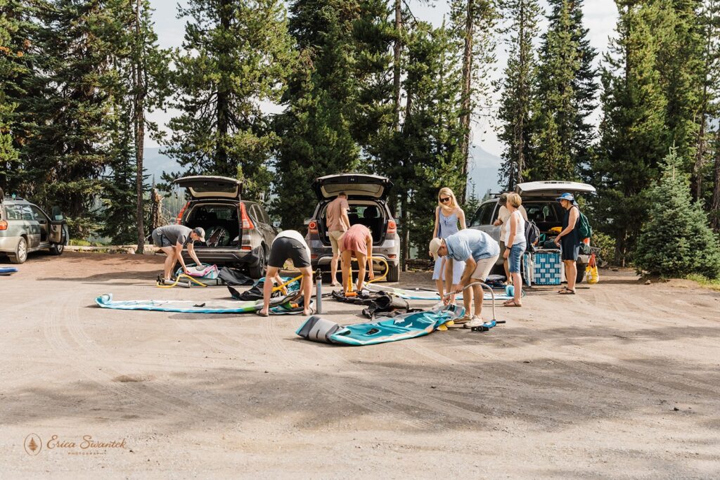 paddle board adventures on sparks lake for an elopement celebration