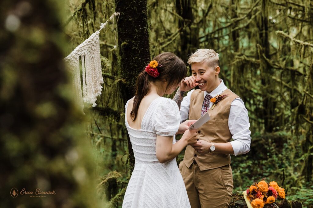 elopement ceremony in the forest