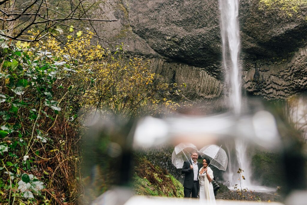 columbia river gorge waterfall elopement during fall