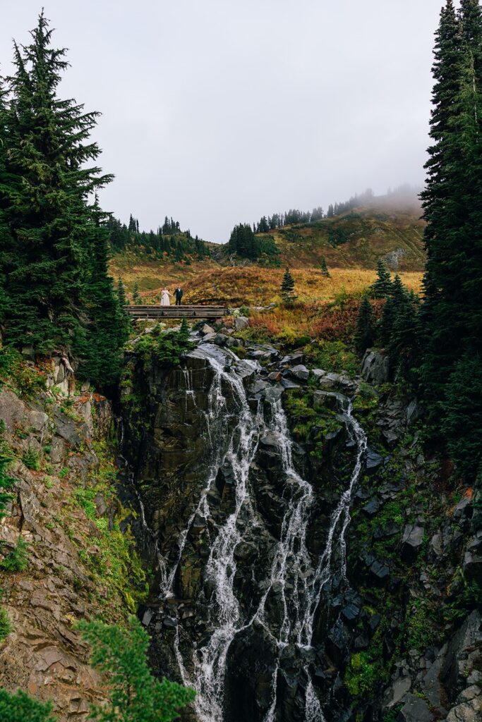 fall waterfall elopement in the pnw